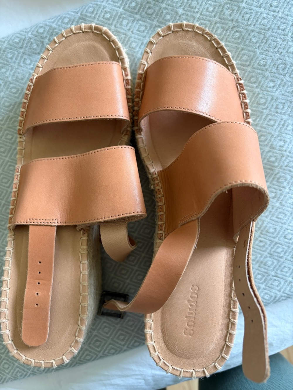 Soludos Leather Espadrille Slide Sandals in Tan